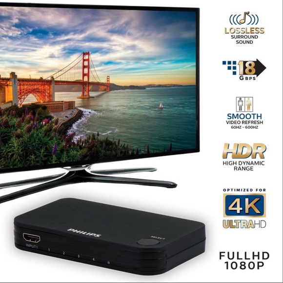 Philips HMDI Switch with Wireless Remote Cobtrol 4K Ultra - Black - Picture 5 of 10